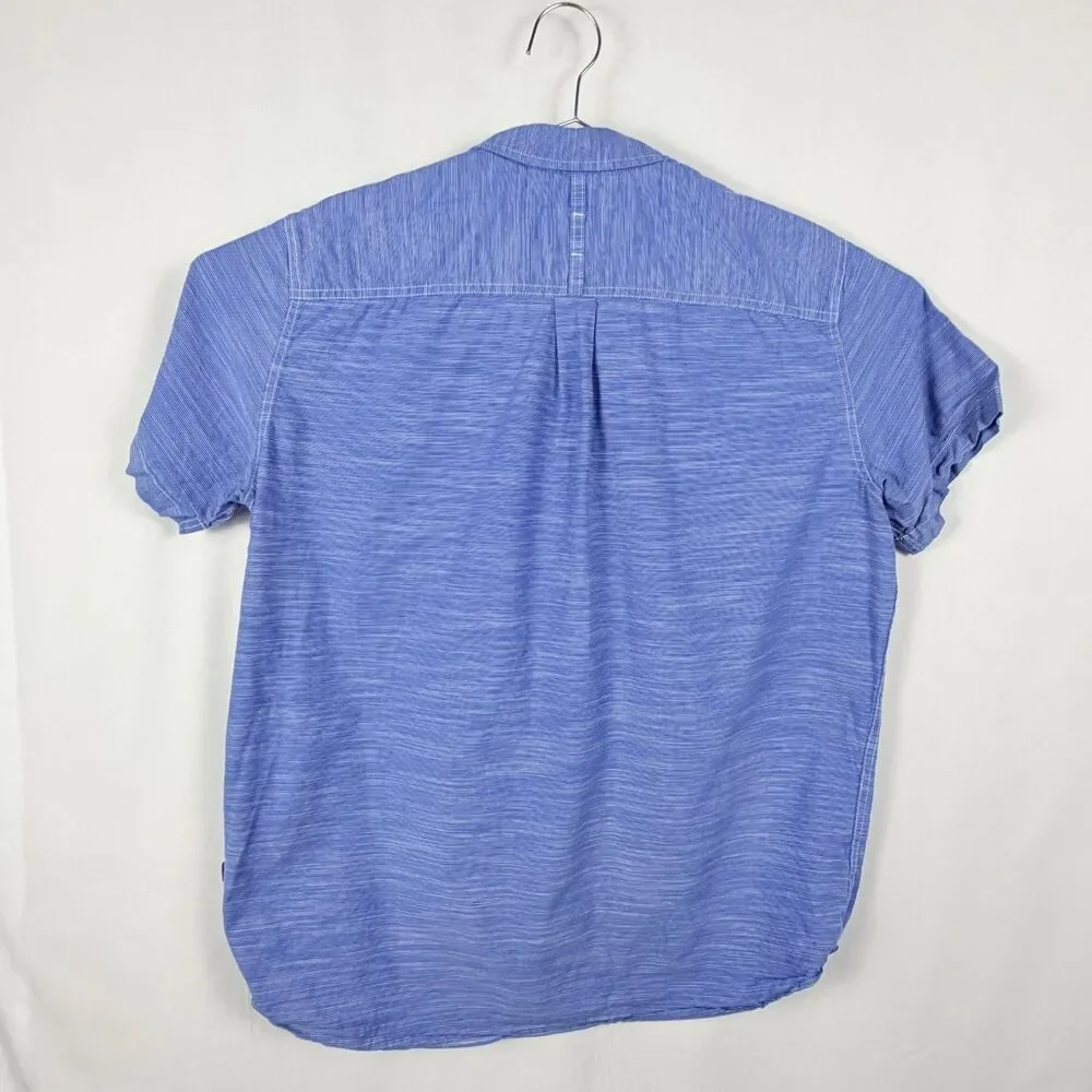 The North Face Blue Short Sleeve Button Down Cotton Overshirt Shirt Size XL